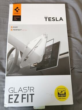 Spigen GLAS.tR EZ Fit Anti-Glare Screen Protector for Tesla – Clear